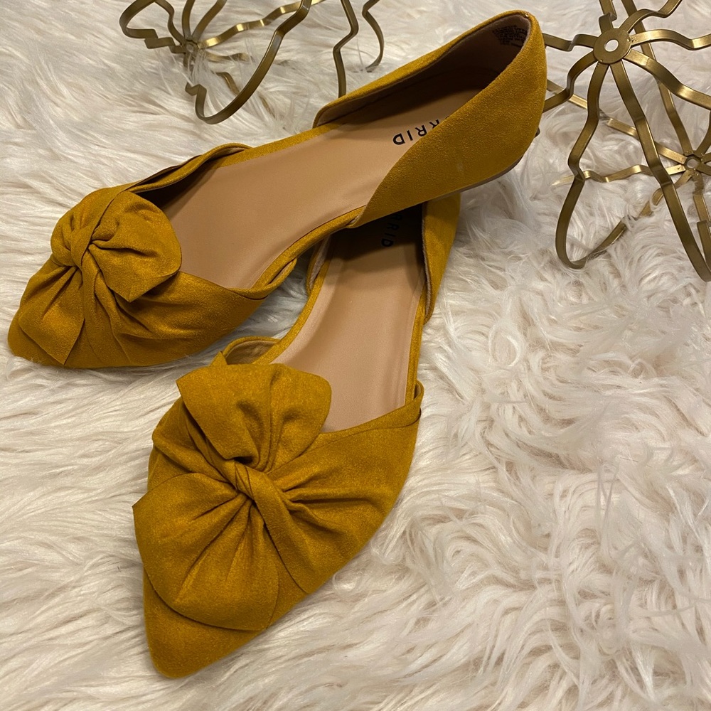 FAUX SUEDE TWIST BOW D'ORSAY FLAT